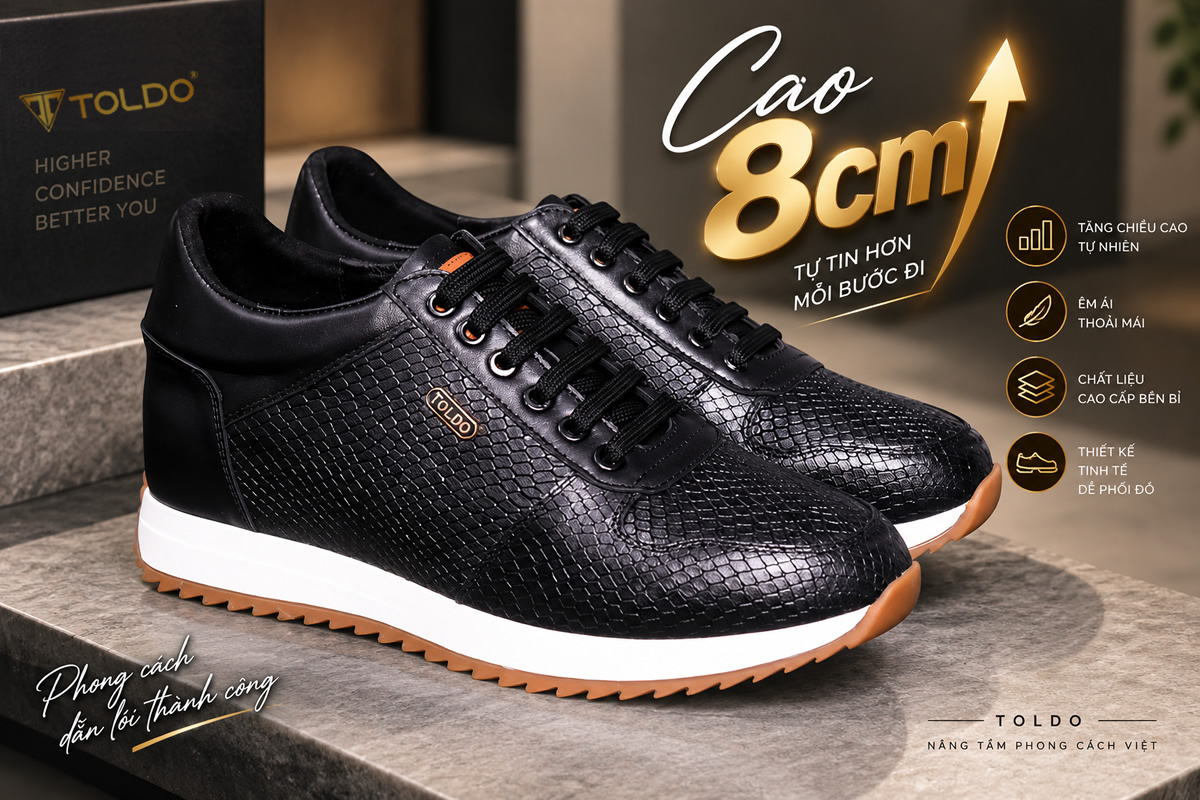 Giày cao nam 8cm da thật cao cấp 1
